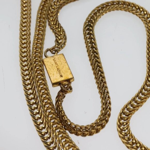 SAINT LAURENT Studs Chain Shoulder Bag Leather Black Gold Auth bs29263 - Picture 9 of 16